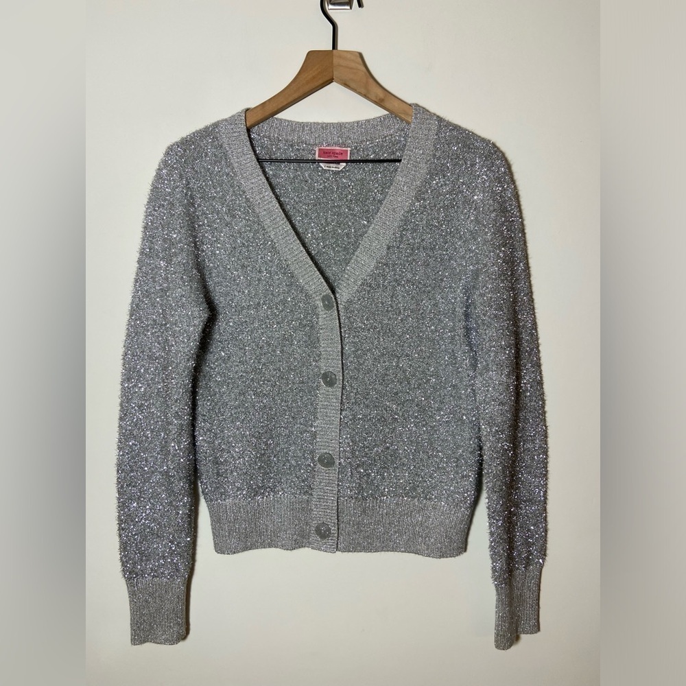 KATE SPADE SILVER SPARKLE Knit CARDIGAN SWEATER Size Small